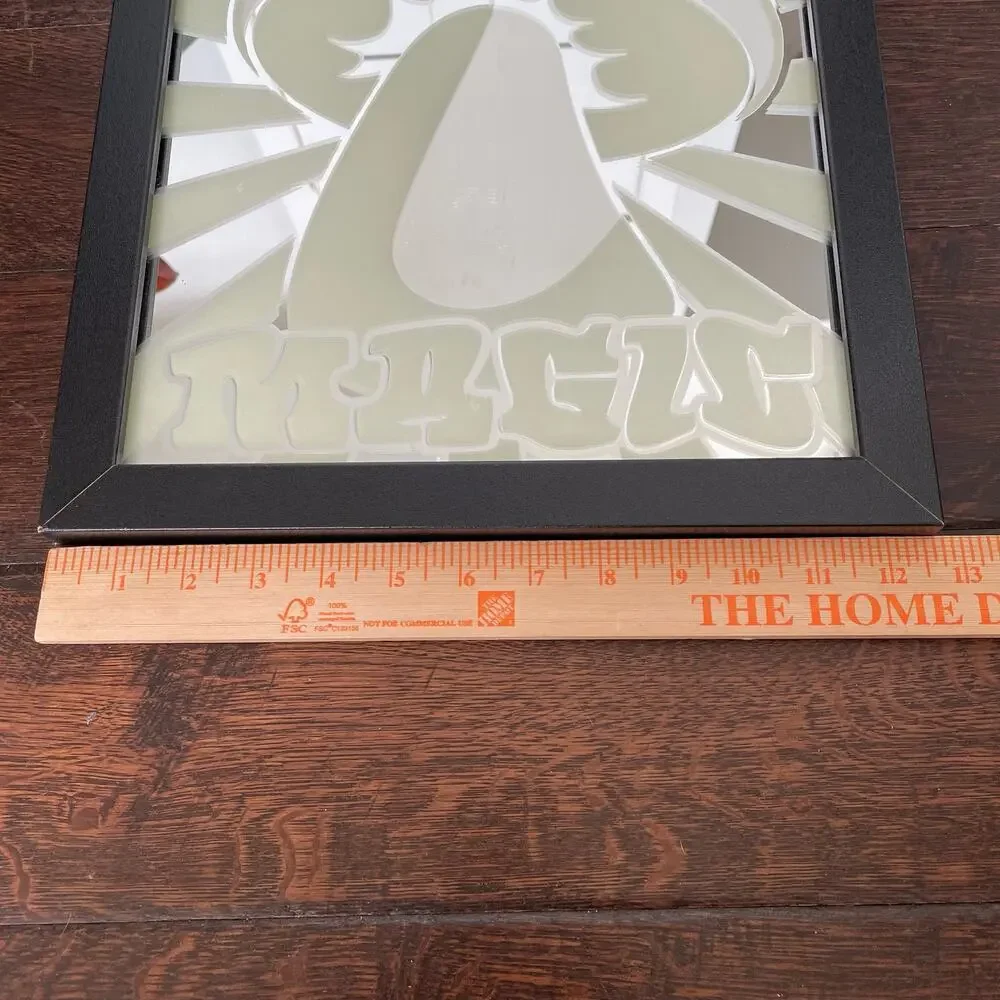 Vintage Glow In Dark Magic Mushroom Mirror Etched Groovy Trippy Psychedelic READ
